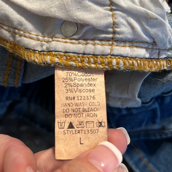 Lizard Thicket large denim paper bag skirt new stretchy waist zip button closure - Picture 9 of 10